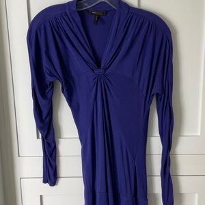 BCBGMaxAzria Blue Ruched Long Sleeve Dress